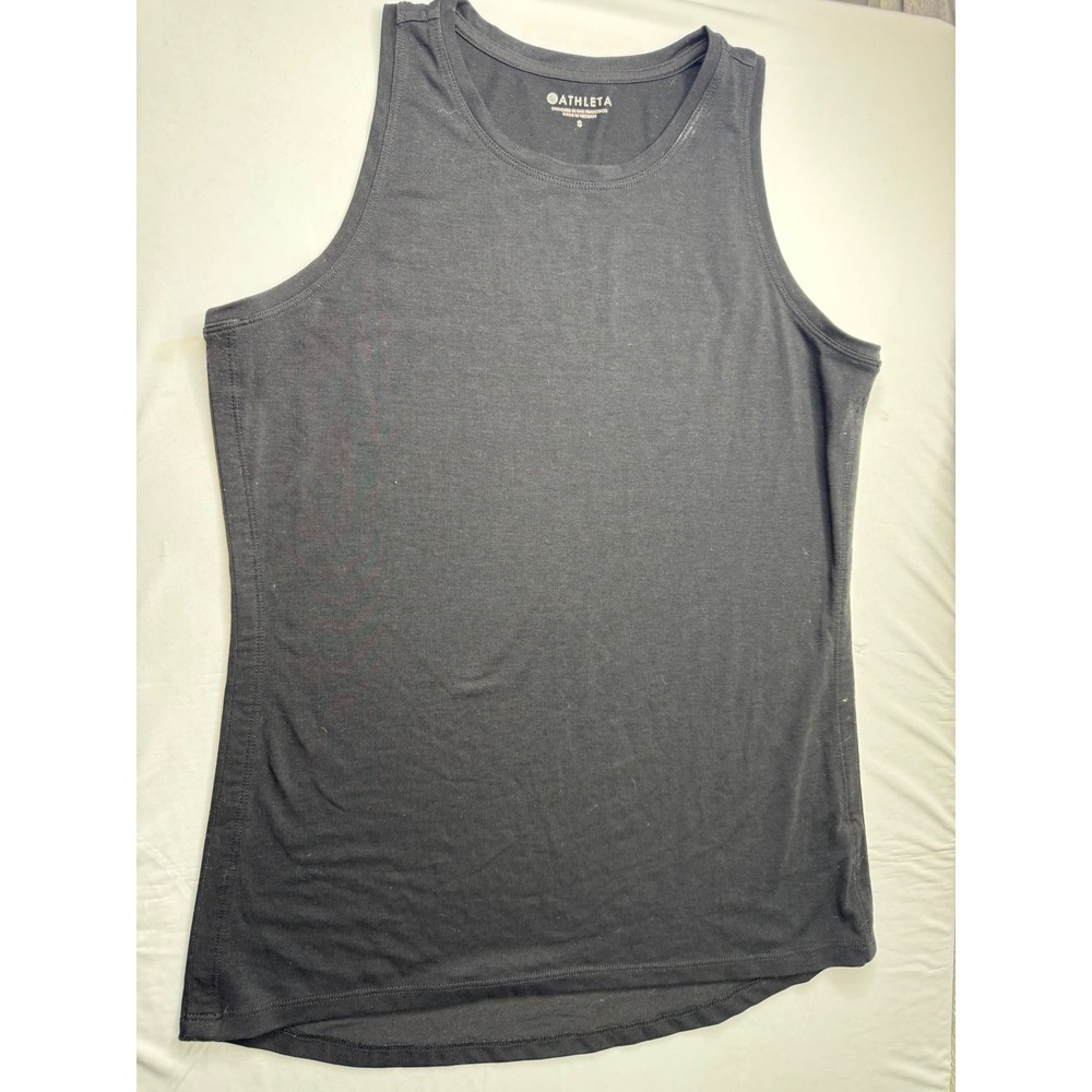 Athleta Womens Black Crew Neck High Low Hem Activewear Tank Top Small